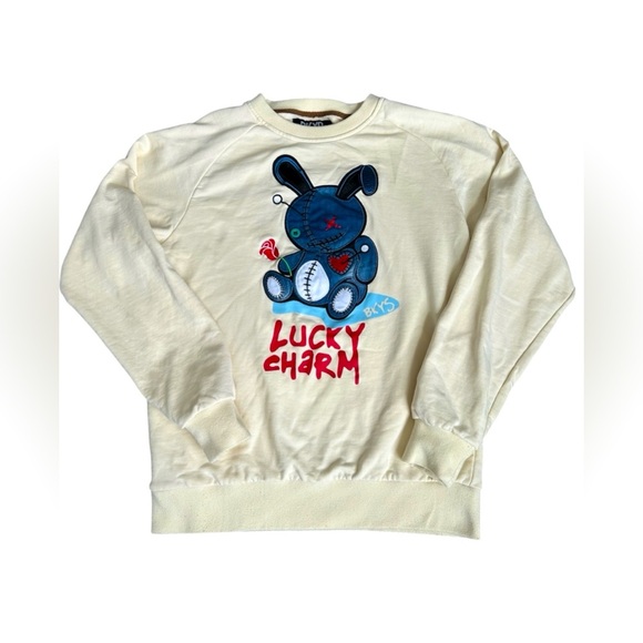 BKYS Lucky Charm cream colored crewneck sweatshirt size medium - Picture 1 of 9